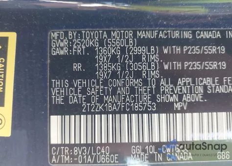 2015 Lexus Rx 350 from USA, damaged, VIN 2T2ZK1BA7FC185753